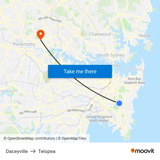 Daceyville to Telopea map