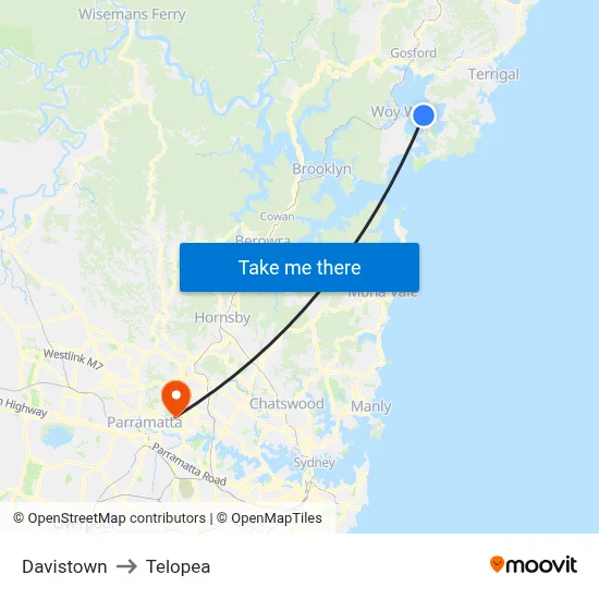 Davistown to Telopea map