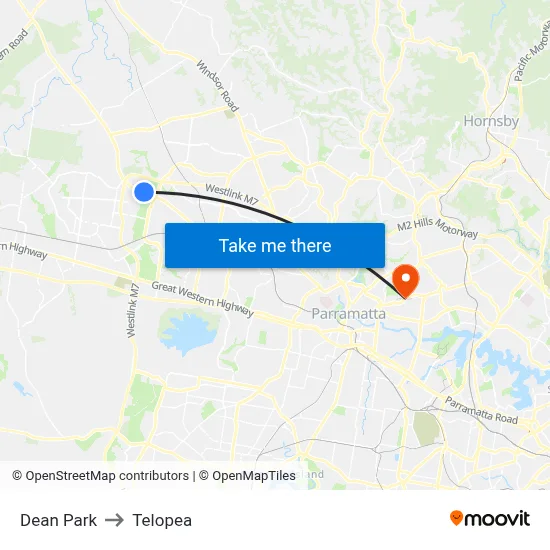 Dean Park to Telopea map