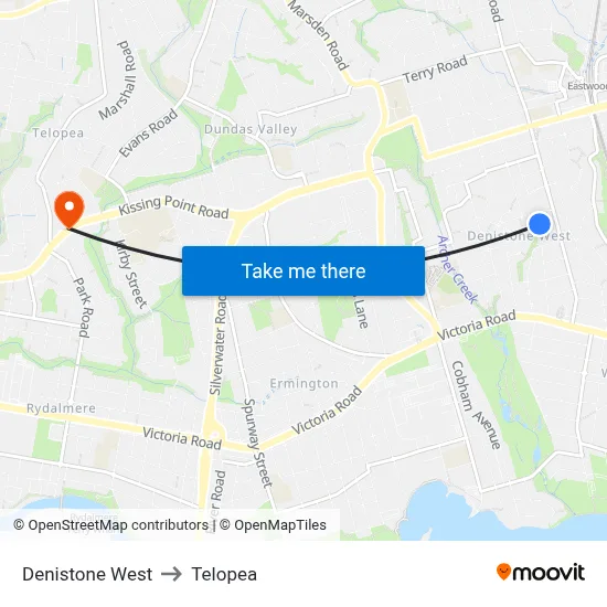 Denistone West to Telopea map