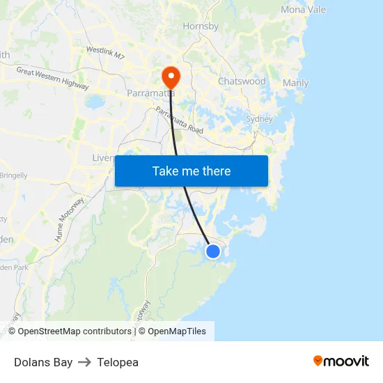 Dolans Bay to Telopea map