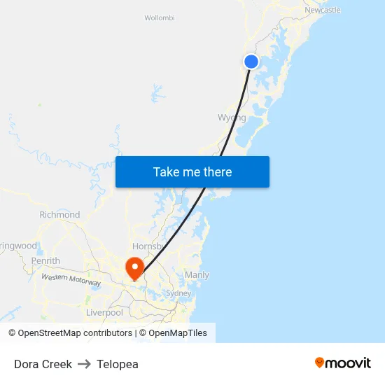 Dora Creek to Telopea map