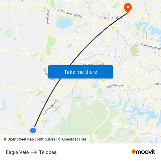 Eagle Vale to Telopea map