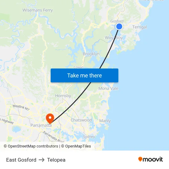 East Gosford to Telopea map