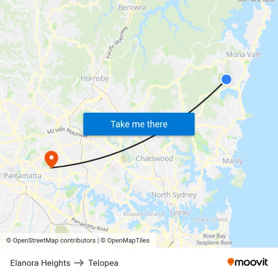 Elanora Heights to Telopea map
