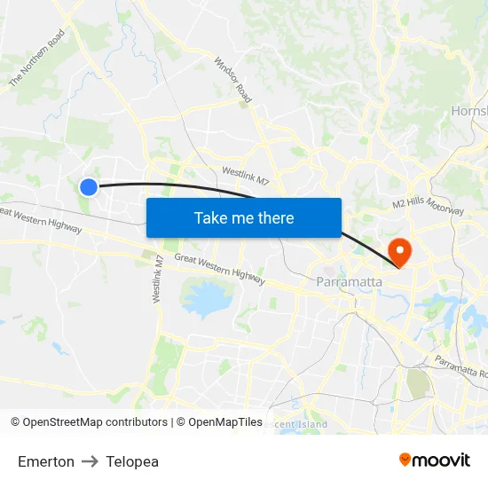 Emerton to Telopea map