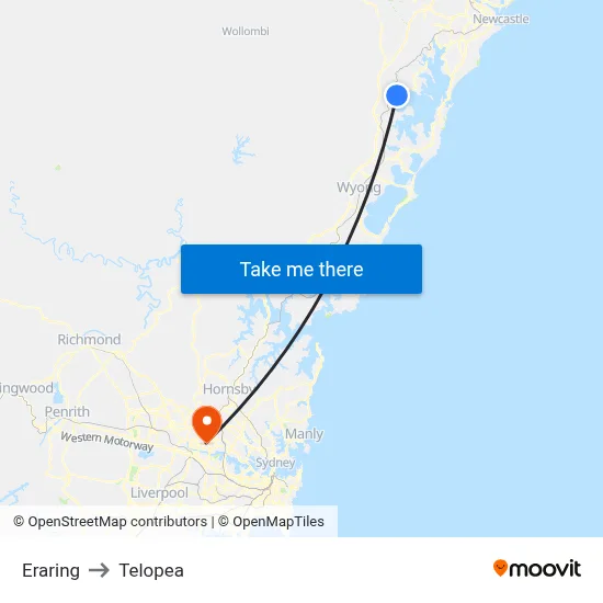 Eraring to Telopea map