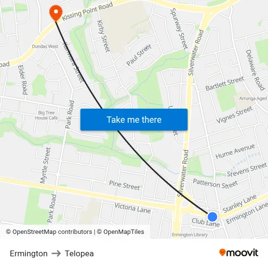 Ermington to Telopea map