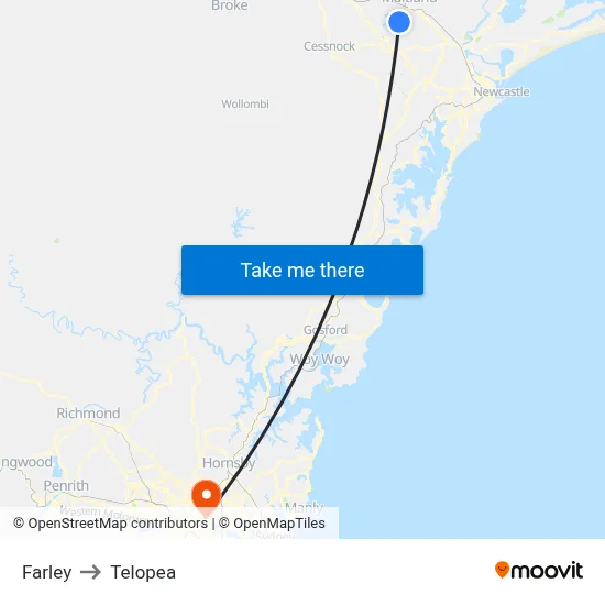 Farley to Telopea map