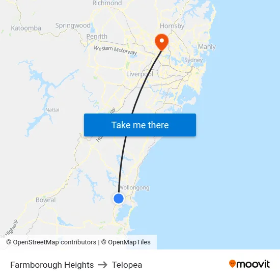 Farmborough Heights to Telopea map