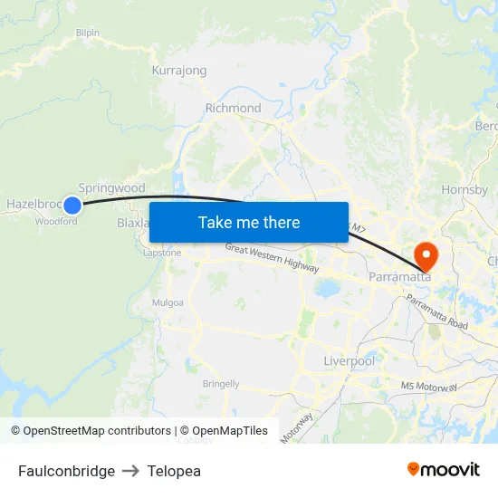 Faulconbridge to Telopea map