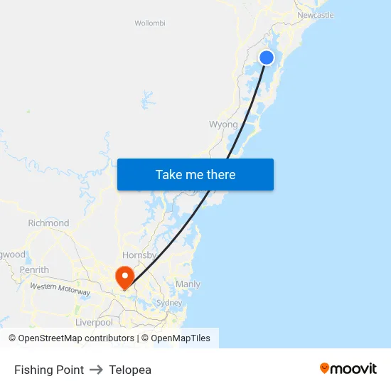 Fishing Point to Telopea map