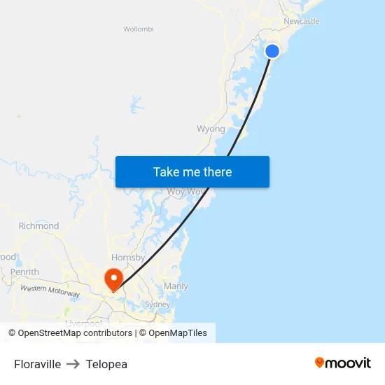 Floraville to Telopea map