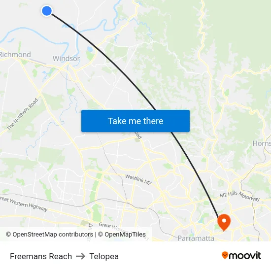 Freemans Reach to Telopea map