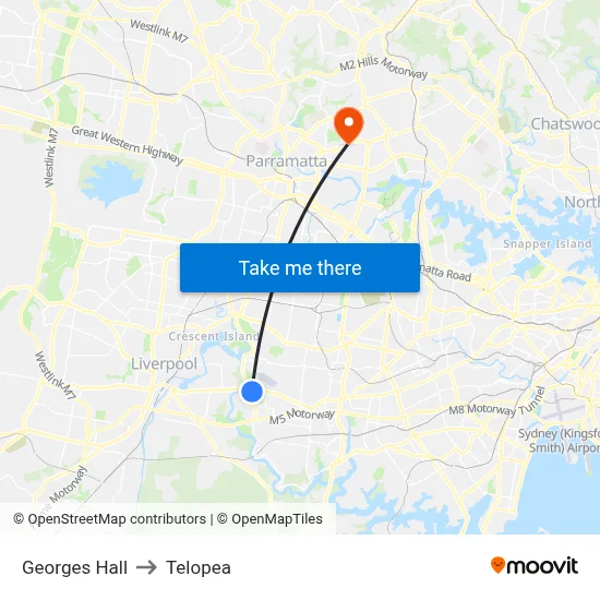 Georges Hall to Telopea map