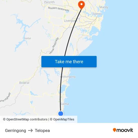 Gerringong to Telopea map