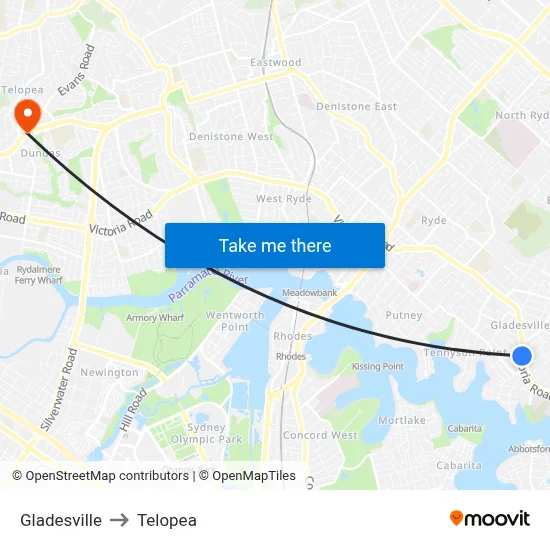 Gladesville to Telopea map