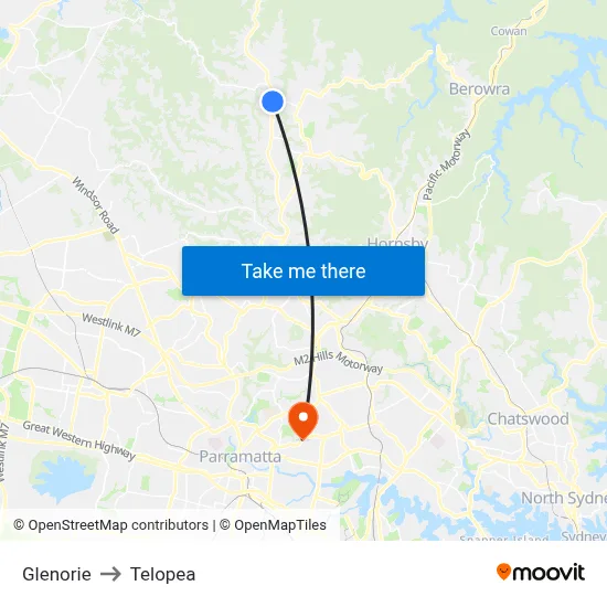 Glenorie to Telopea map