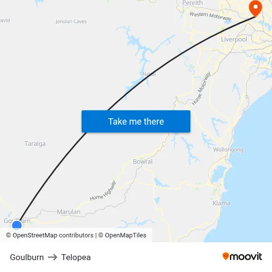 Goulburn to Telopea map
