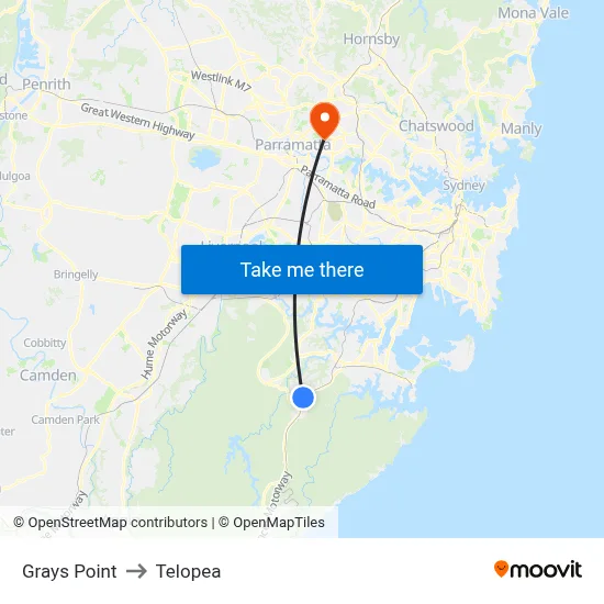 Grays Point to Telopea map