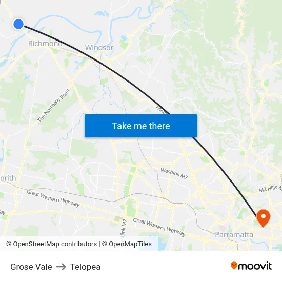 Grose Vale to Telopea map