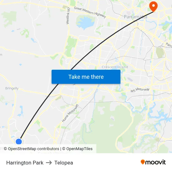 Harrington Park to Telopea map