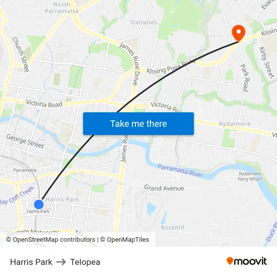 Harris Park to Telopea map