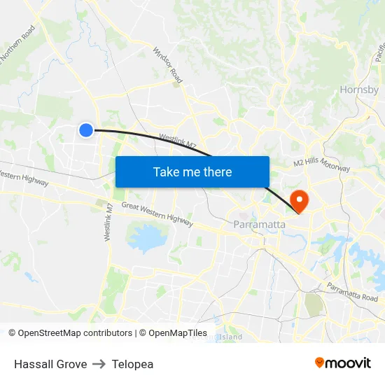 Hassall Grove to Telopea map