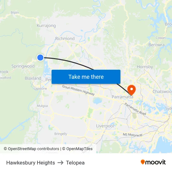 Hawkesbury Heights to Telopea map