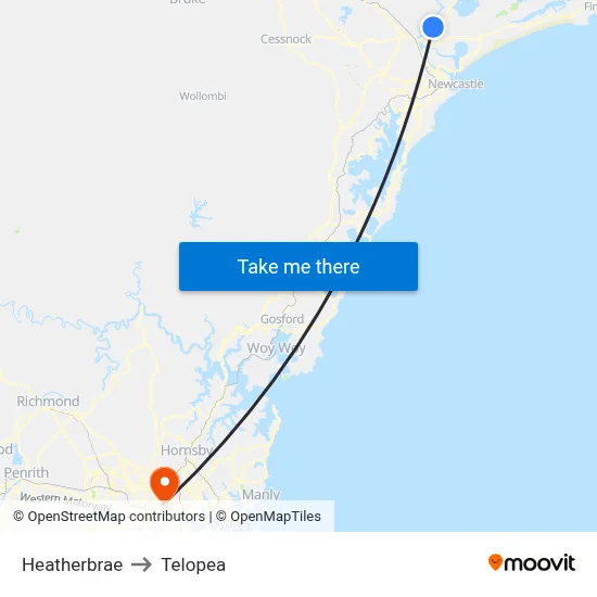 Heatherbrae to Telopea map
