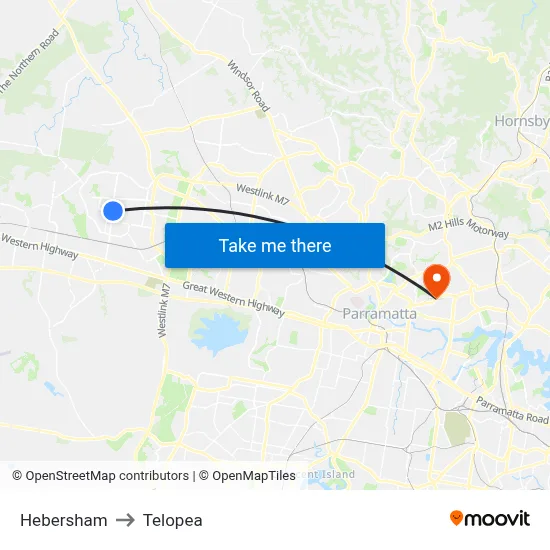 Hebersham to Telopea map