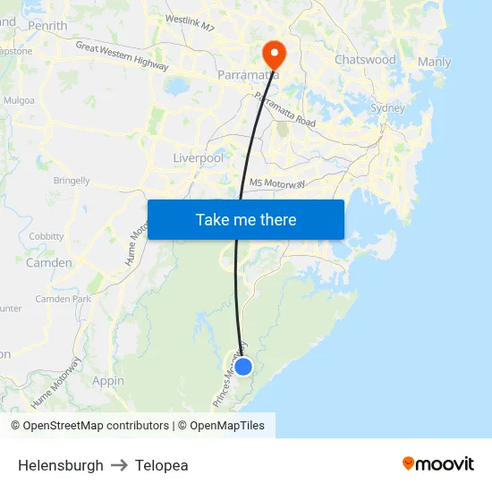 Helensburgh to Telopea map
