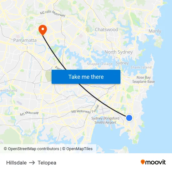 Hillsdale to Telopea map