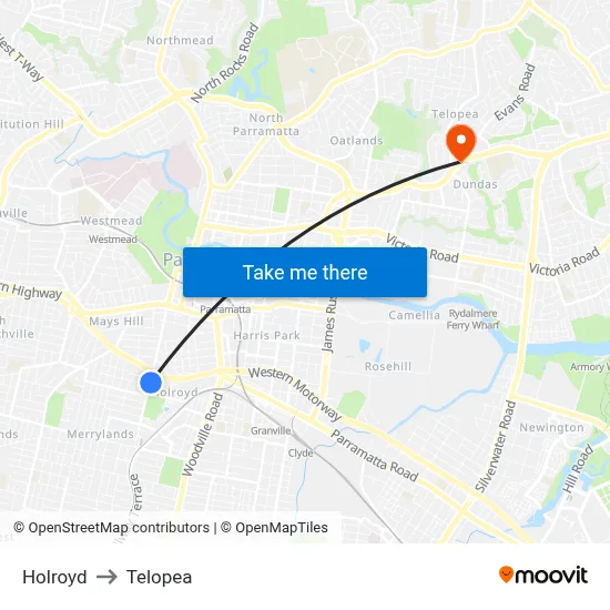 Holroyd to Telopea map