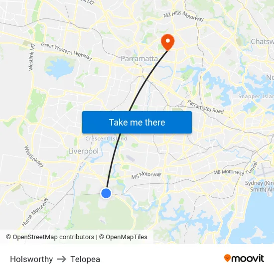 Holsworthy to Telopea map