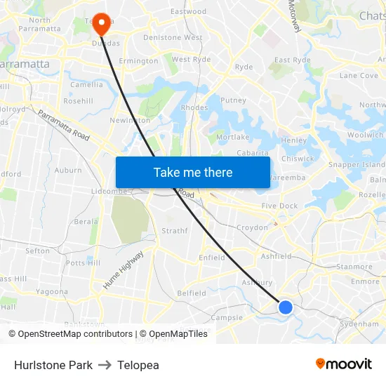 Hurlstone Park to Telopea map
