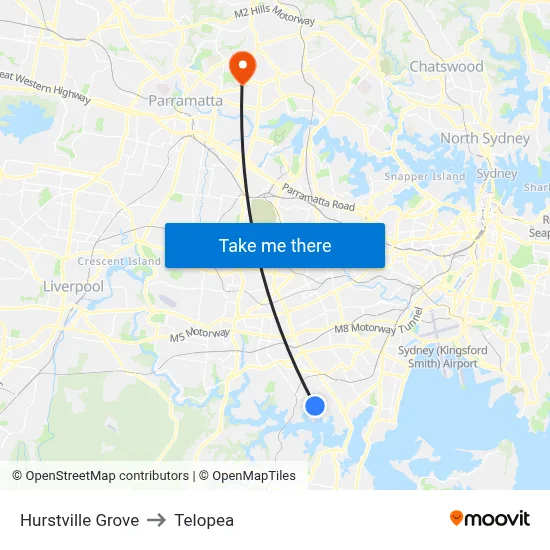 Hurstville Grove to Telopea map
