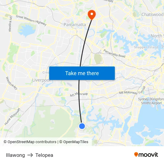 Illawong to Telopea map