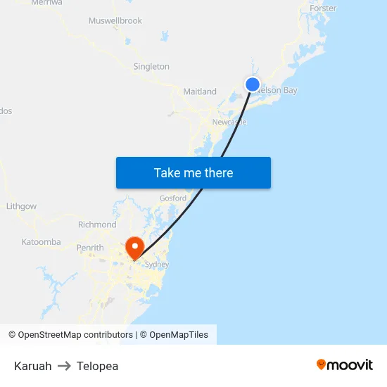 Karuah to Telopea map