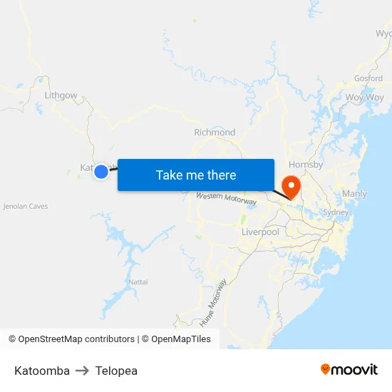 Katoomba to Telopea map