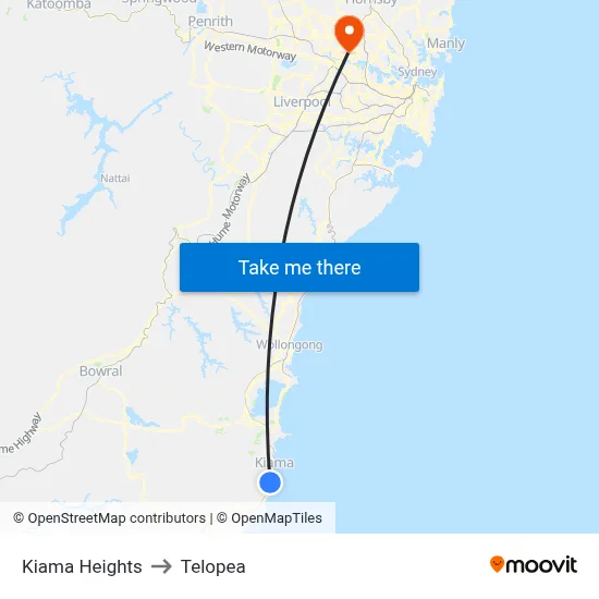 Kiama Heights to Telopea map