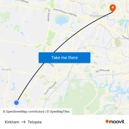 Kirkham to Telopea map