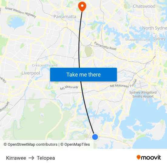 Kirrawee to Telopea map