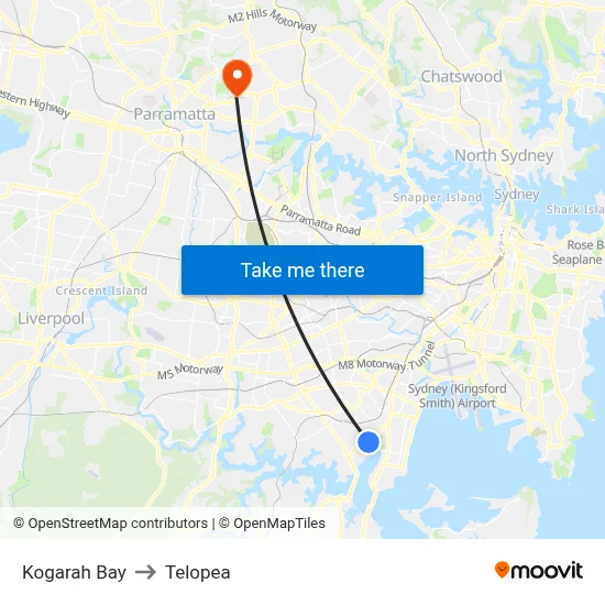 Kogarah Bay to Telopea map