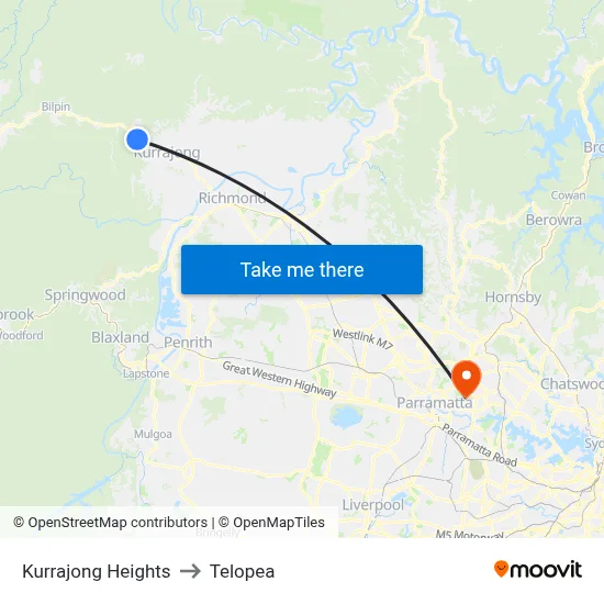 Kurrajong Heights to Telopea map