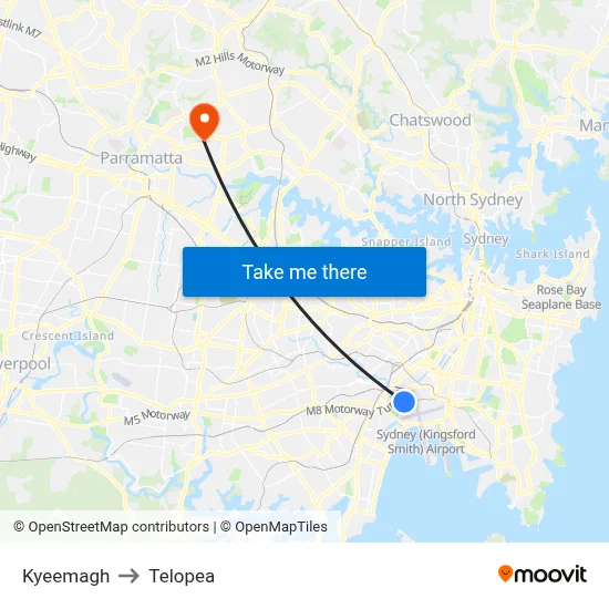 Kyeemagh to Telopea map