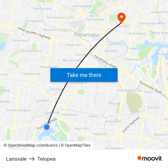 Lansvale to Telopea map