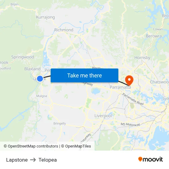 Lapstone to Telopea map