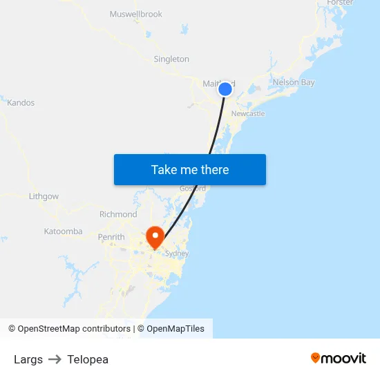 Largs to Telopea map