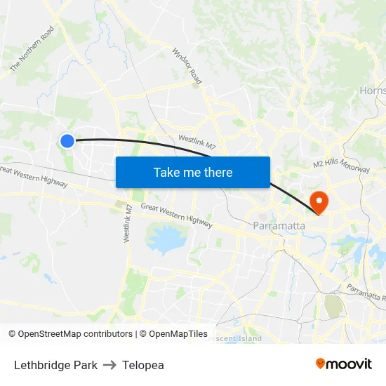 Lethbridge Park to Telopea map